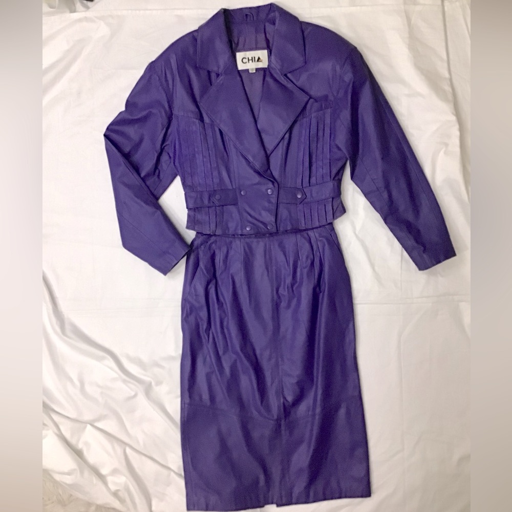 VINTAGE Chia Purple Leather Jacket - Picture 14 of 16